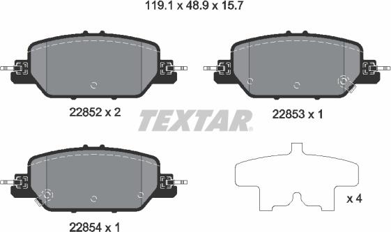 Textar 2285201 - Тормозные колодки, дисковые, комплект autospares.lv