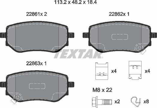 Textar 2286101 - Тормозные колодки, дисковые, комплект autospares.lv