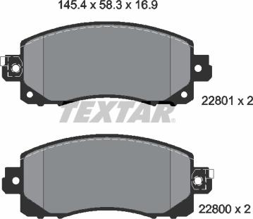 Textar 2280001 - Тормозные колодки, дисковые, комплект autospares.lv