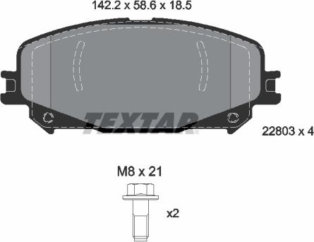 Textar 2280301 - Тормозные колодки, дисковые, комплект autospares.lv