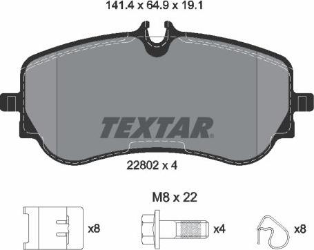 Textar 2280201 - Тормозные колодки, дисковые, комплект autospares.lv