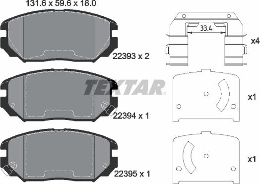 Textar 2239301 - Тормозные колодки, дисковые, комплект autospares.lv