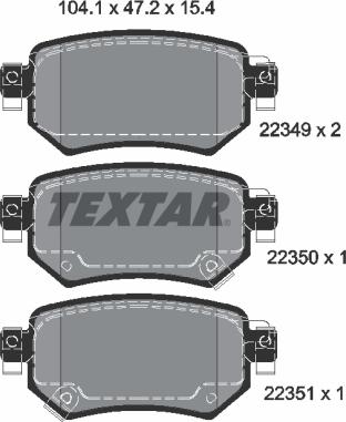 Textar 2234901 - Тормозные колодки, дисковые, комплект autospares.lv