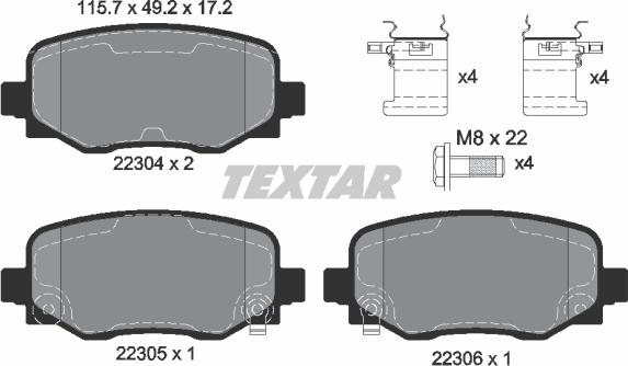 Textar 2230401 - Тормозные колодки, дисковые, комплект autospares.lv