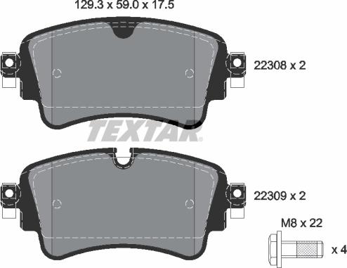 Textar 2230801 - Тормозные колодки, дисковые, комплект autospares.lv