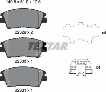 Textar 2232901 - Тормозные колодки, дисковые, комплект autospares.lv