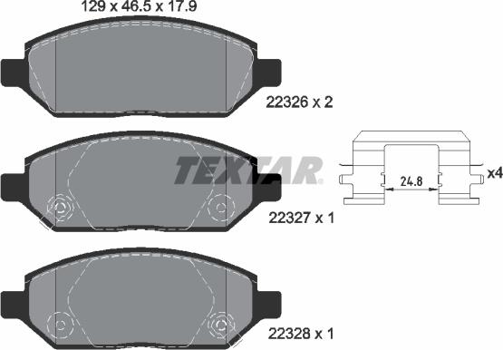 Textar 2232601 - Тормозные колодки, дисковые, комплект autospares.lv