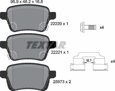 Textar 2222001 - Тормозные колодки, дисковые, комплект autospares.lv