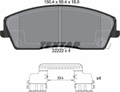 Textar 2222201 - Тормозные колодки, дисковые, комплект autospares.lv