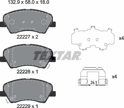 Textar 2222701 - Тормозные колодки, дисковые, комплект autospares.lv