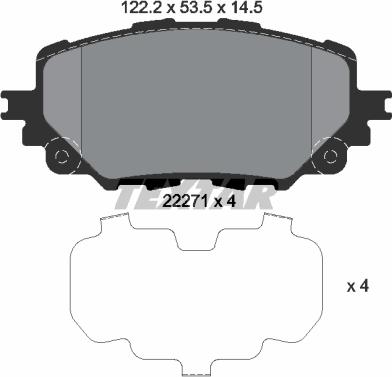 Textar 2227101 - Тормозные колодки, дисковые, комплект autospares.lv