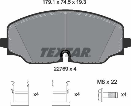 Textar 2276901 - Тормозные колодки, дисковые, комплект autospares.lv