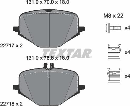 Textar 2271701 - Тормозные колодки, дисковые, комплект autospares.lv