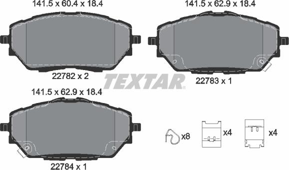 Textar 2278201 - Тормозные колодки, дисковые, комплект autospares.lv