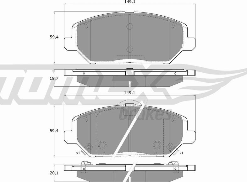 TOMEX brakes TX 19-59 - Тормозные колодки, дисковые, комплект autospares.lv