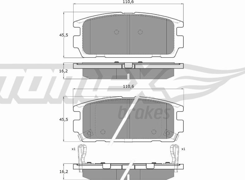 TOMEX brakes TX 19-58 - Тормозные колодки, дисковые, комплект autospares.lv