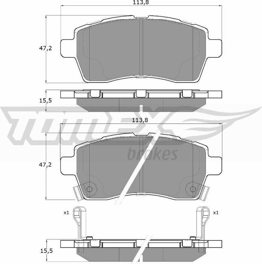 TOMEX brakes TX 19-69 - Тормозные колодки, дисковые, комплект autospares.lv