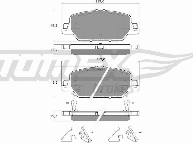 TOMEX brakes TX 19-66 - Тормозные колодки, дисковые, комплект autospares.lv