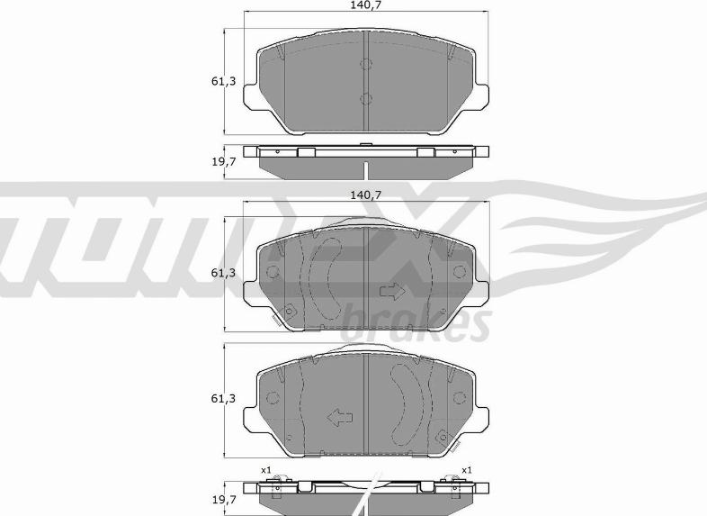 TOMEX brakes TX 19-60 - Тормозные колодки, дисковые, комплект autospares.lv