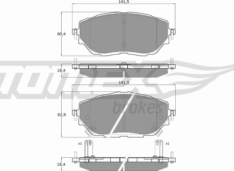 TOMEX brakes TX 19-63 - Тормозные колодки, дисковые, комплект autospares.lv