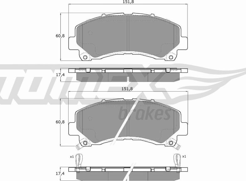 TOMEX brakes TX 19-00 - Тормозные колодки, дисковые, комплект autospares.lv