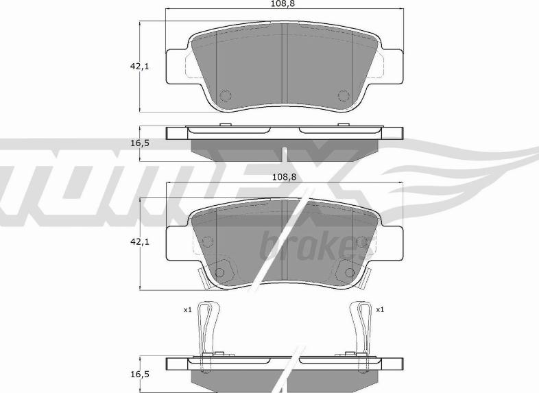 TOMEX brakes TX 19-07 - Тормозные колодки, дисковые, комплект autospares.lv