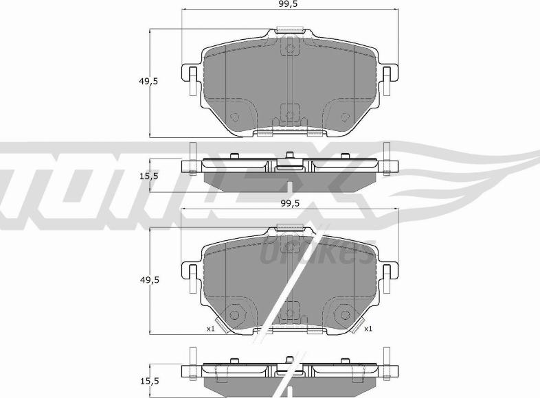 TOMEX brakes TX 19-84 - Тормозные колодки, дисковые, комплект autospares.lv