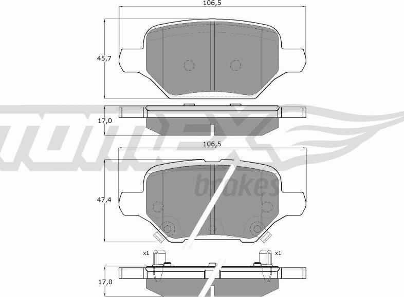 TOMEX brakes TX 19-80 - Тормозные колодки, дисковые, комплект autospares.lv