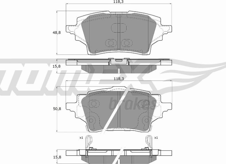 TOMEX brakes TX 19-83 - Тормозные колодки, дисковые, комплект autospares.lv