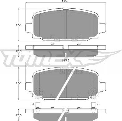 TOMEX brakes TX 19-79 - Тормозные колодки, дисковые, комплект autospares.lv