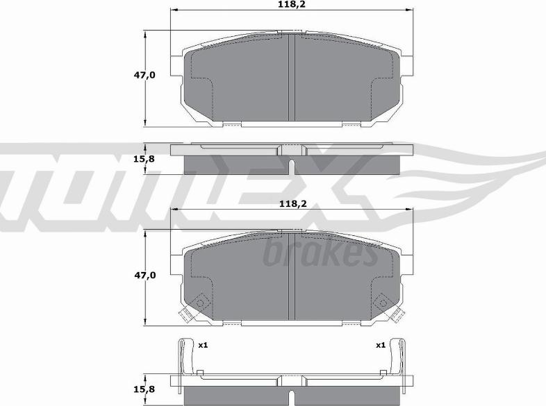 TOMEX brakes TX 14-95 - Тормозные колодки, дисковые, комплект autospares.lv