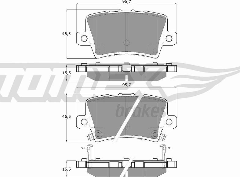 TOMEX brakes TX 14-53 - Тормозные колодки, дисковые, комплект autospares.lv