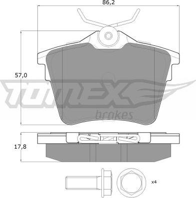 TOMEX brakes TX 14-69 - Тормозные колодки, дисковые, комплект autospares.lv