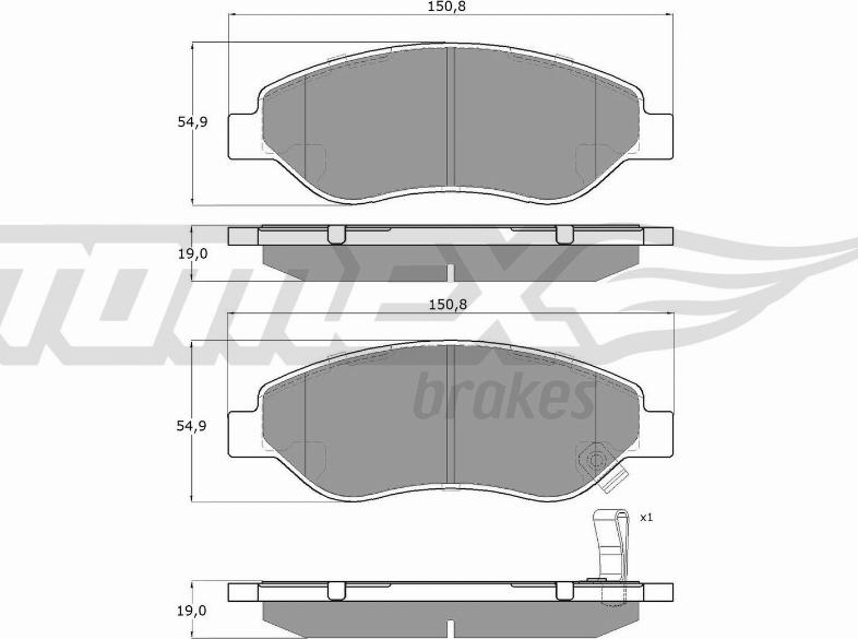 TOMEX brakes TX 14-61 - Тормозные колодки, дисковые, комплект autospares.lv