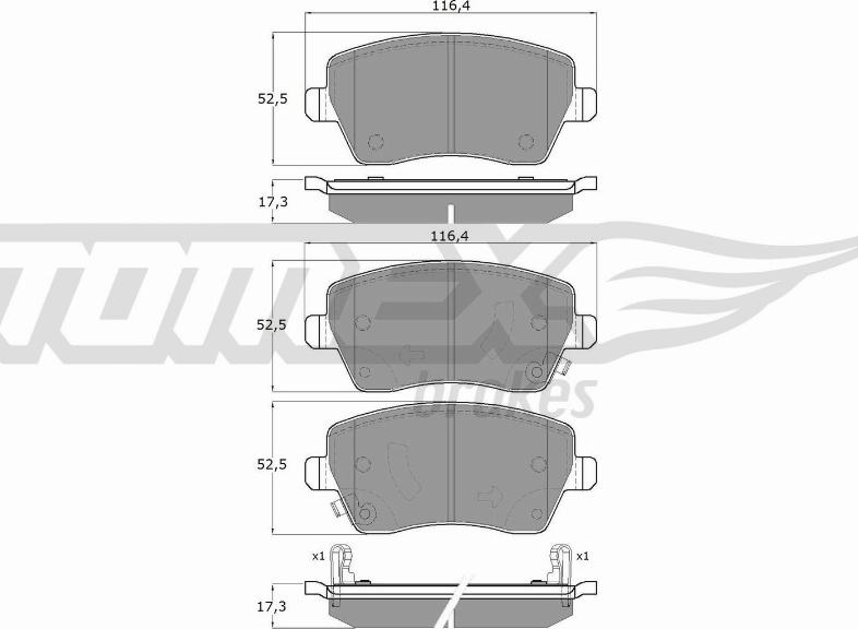 TOMEX brakes TX 14-161 - Тормозные колодки, дисковые, комплект autospares.lv