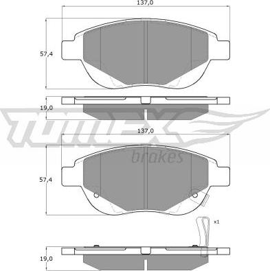 TOMEX brakes TX 14-86 - Тормозные колодки, дисковые, комплект autospares.lv