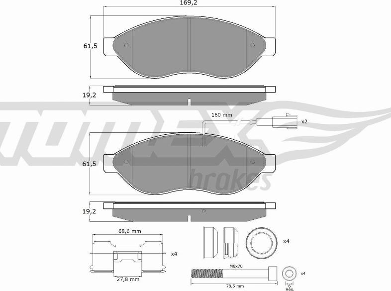 TOMEX brakes TX 14-39 - Тормозные колодки, дисковые, комплект autospares.lv