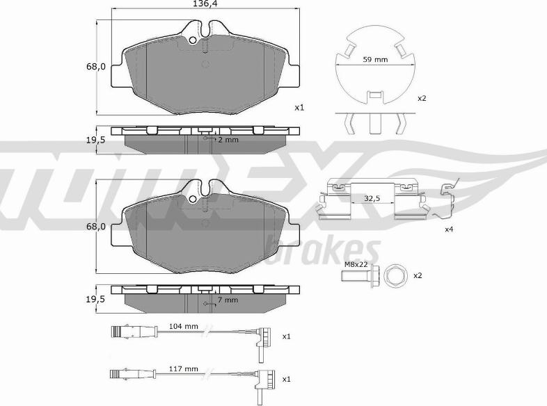 TOMEX brakes TX 14-29 - Тормозные колодки, дисковые, комплект autospares.lv