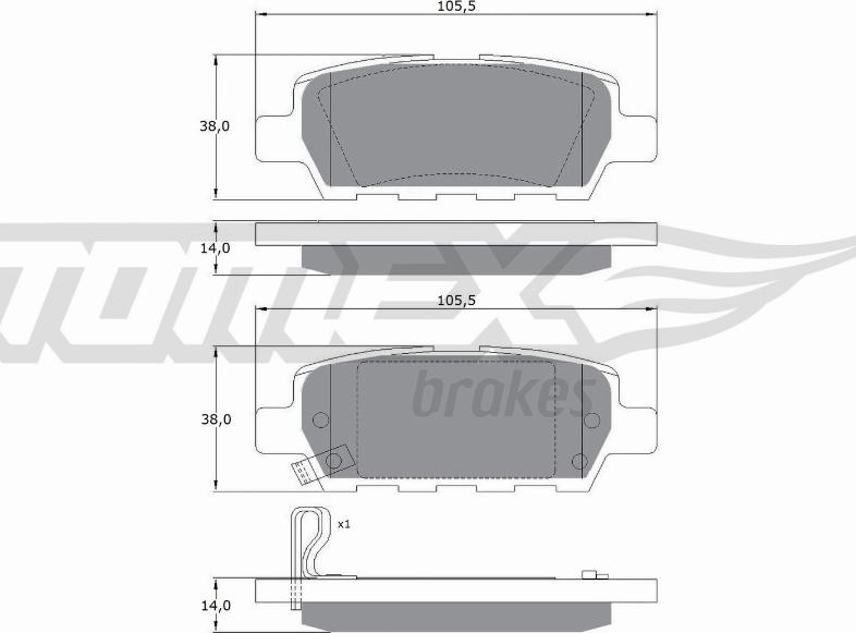 TOMEX brakes TX 14-21 - Тормозные колодки, дисковые, комплект autospares.lv