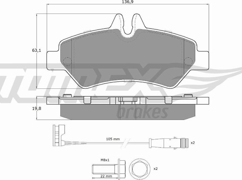TOMEX brakes TX 14-27 - Тормозные колодки, дисковые, комплект autospares.lv