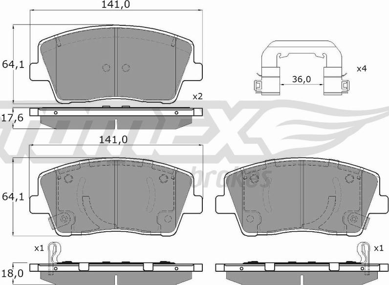 TOMEX brakes TX 15-42 - Тормозные колодки, дисковые, комплект autospares.lv