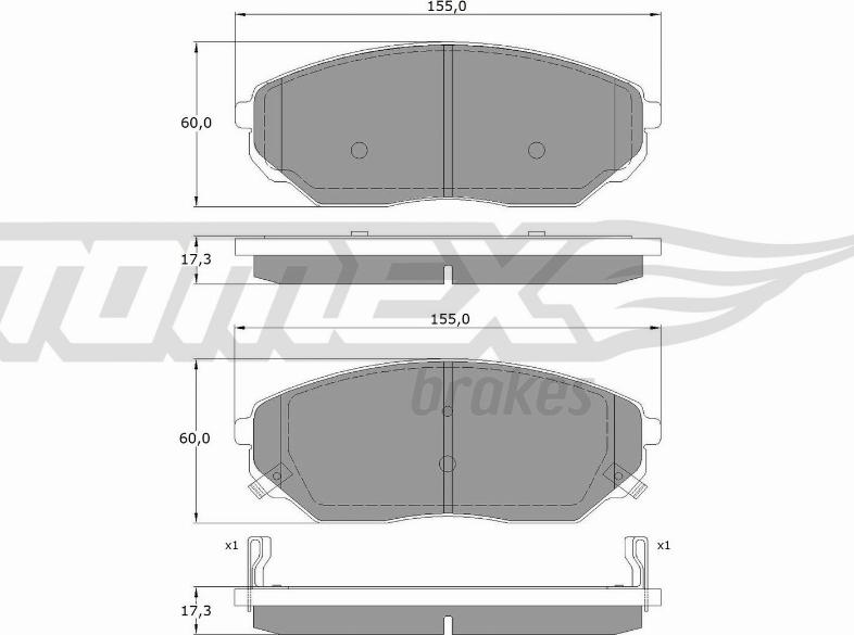 TOMEX brakes TX 15-53 - Тормозные колодки, дисковые, комплект autospares.lv