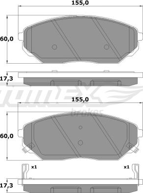 TOMEX brakes TX 15-53 - Тормозные колодки, дисковые, комплект autospares.lv