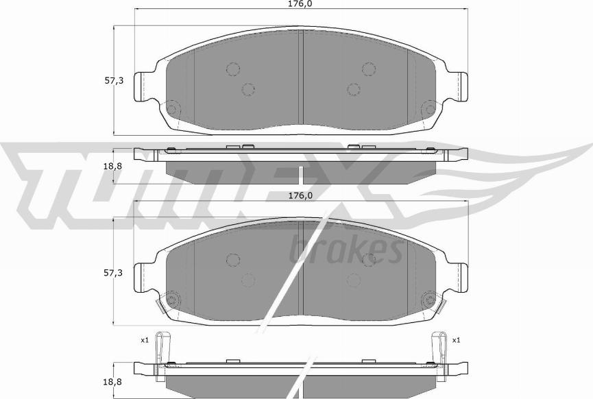 TOMEX brakes TX 15-52 - Тормозные колодки, дисковые, комплект autospares.lv