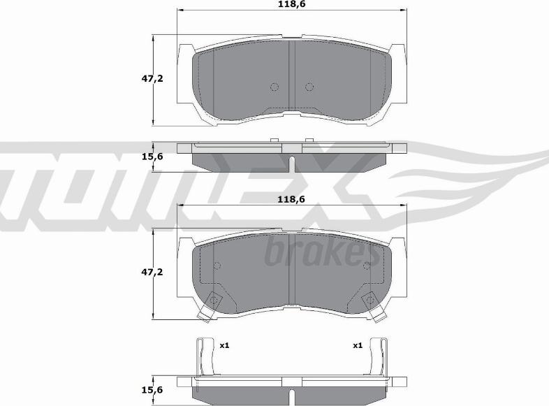 TOMEX brakes TX 15-64 - Тормозные колодки, дисковые, комплект autospares.lv