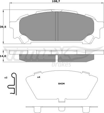 TOMEX brakes TX 15-60 - Тормозные колодки, дисковые, комплект autospares.lv