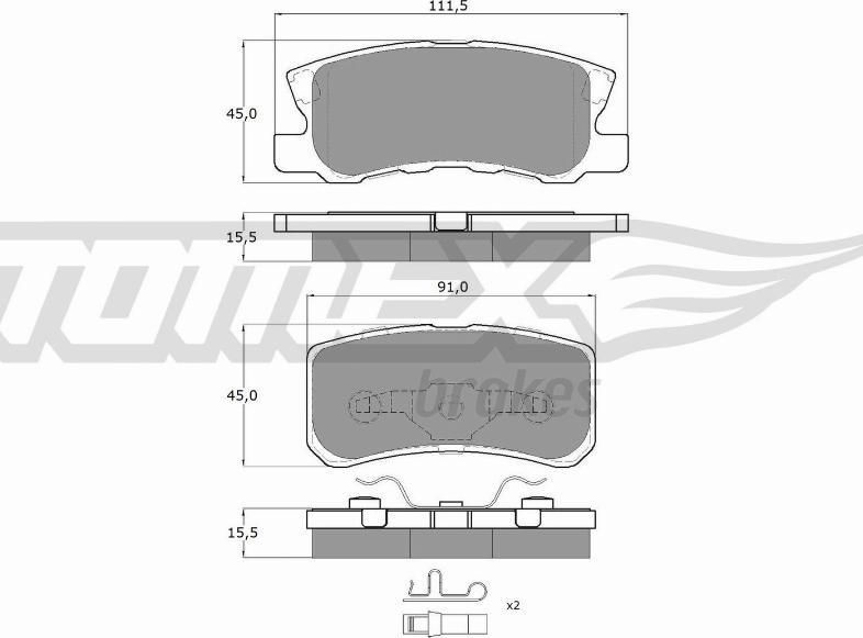 TOMEX brakes TX 15-04 - Тормозные колодки, дисковые, комплект autospares.lv