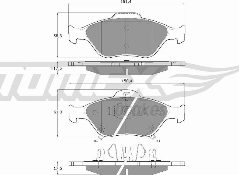 TOMEX brakes TX 15-00 - Тормозные колодки, дисковые, комплект autospares.lv