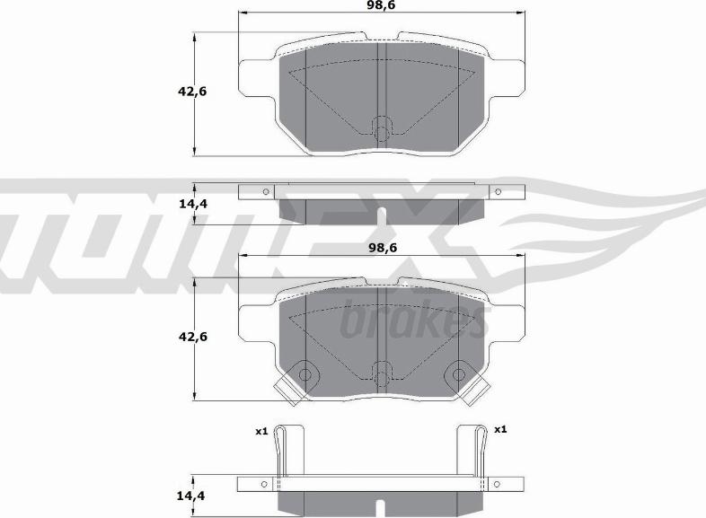 TOMEX brakes TX 15-01 - Тормозные колодки, дисковые, комплект autospares.lv