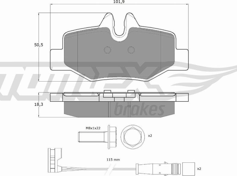 TOMEX brakes TX 15-13 - Тормозные колодки, дисковые, комплект autospares.lv
